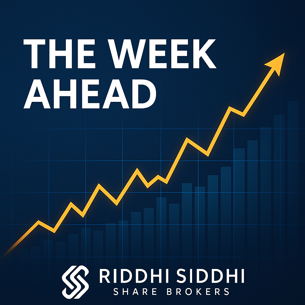 Financial-themed graphic showing Nifty’s week ahead view for June 15, 2025 by Riddhi Siddhi Share Brokers.