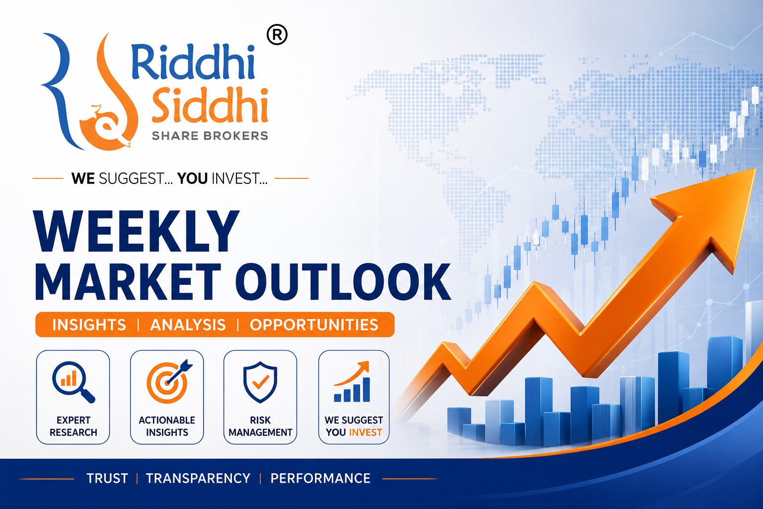 Nifty weekly outlook graphic by Riddhi Siddhi Share Brokers showing bearish market sentiment and Fortis Healthcare stock analysis for June 7, 2026.