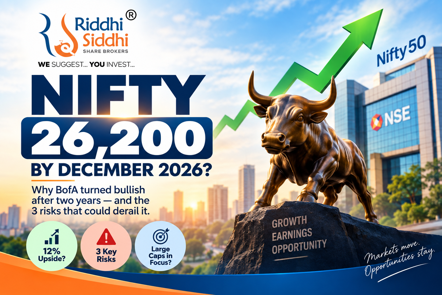 Nifty target December 2026 at 26,200 with BofA bullish outlook and three key risks
