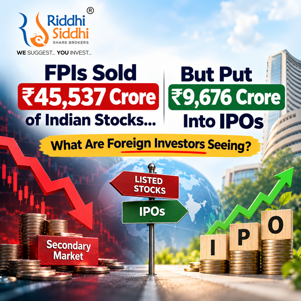FPIs sold ₹45,537 crore of Indian stocks but invested ₹9,676 crore in IPOs in September 2026